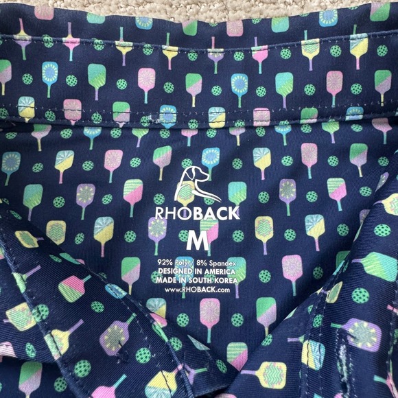 Rhoback The Pickleball Collection Performance Men's Polo Shirt Size Medium EUC - Picture 5 of 9